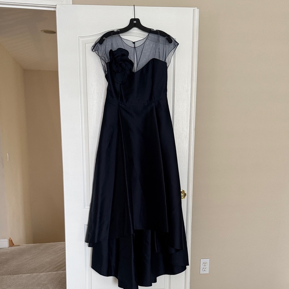 Sachin + Babi Midnight Blue High Low Dress with Sheer Floral Accent